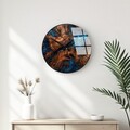 Ceas de perete decorativ din sticlă, Huhu332, Diametru: 40 cm (1 bucată), Multicolor