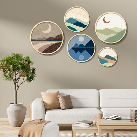 Tablou decorativ (5 Pieces), Iaht-23, Dimensiuni: 43,5 x 43,5 cm (1 bucată), Multicolor