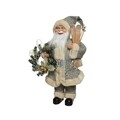 Decoratiune Santa w skis w snowflakes, Decoris, H30 cm, poliester, multicolor