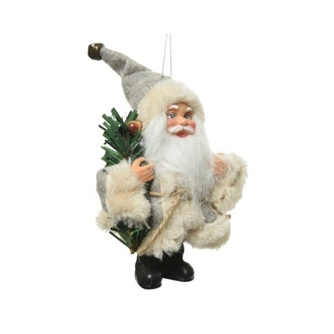 Decoratiune pentru brad Santa skis snowflakes, Decoris, H13 cm, poliester, multicolor