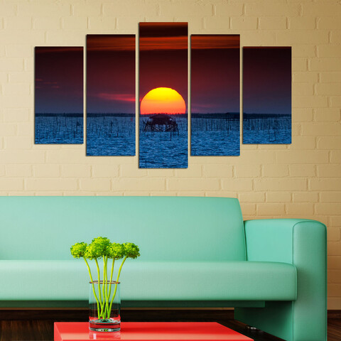 Set 5 tablouri decorative, 5PMDF-56, 20 x 60 cm, Multicolor