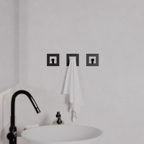 Cuier de perete, Kaly Metal Square Hanger, Fier vopsit static, Negru