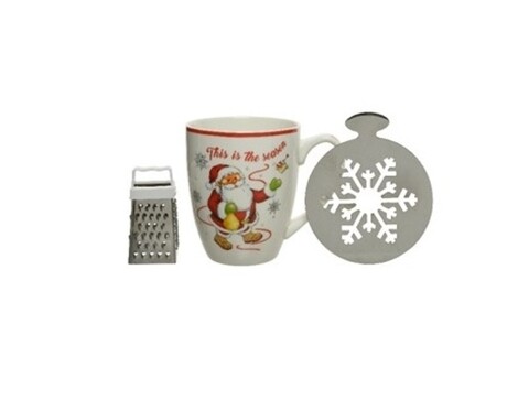 Set cana+mini razatoare+ forma pentru decorat Santa, Decoris, portelan, multicolor