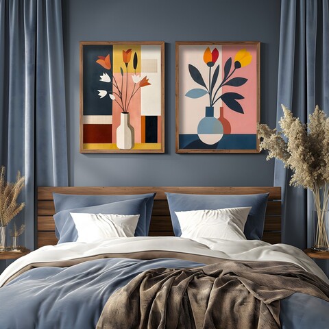 Tablou decorativ (2 Pieces), HUM113, Cadru: 100% MOLID, Multicolor