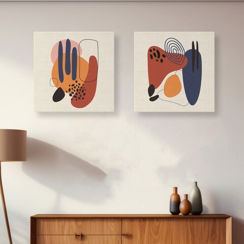 Set 2 tablouri decorative, ASR_CNVS25, Lemn, Multicolor