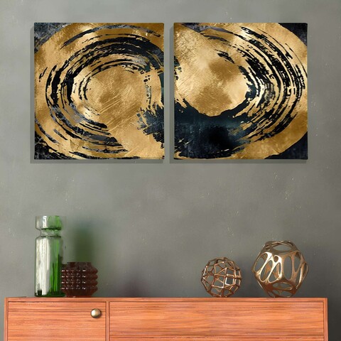 Set 2 tablouri decorative, ASR_CNV2-12 40x40, Lemn, Multicolor