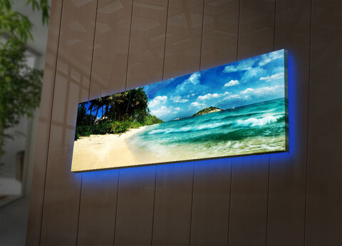Tablou decorativ cu lumina LED, 3090DACT-69, 30 x 90 cm, Multicolor