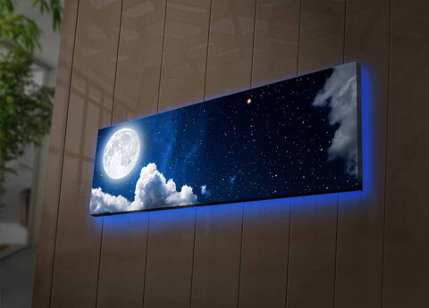 Tablou decorativ cu lumina LED, 3090NASA-008, 30 x 90 cm, Multicolor
