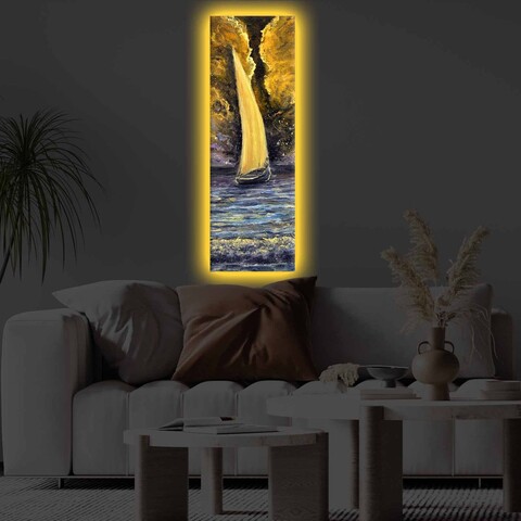 Tablou decorativ cu lumina LED, 3090KTLGDACT, 30 x 90 cm, Multicolor