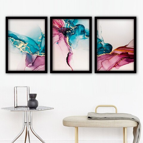 Set 3 tablouri decorative, 3SC156, Plastic, Multicolor