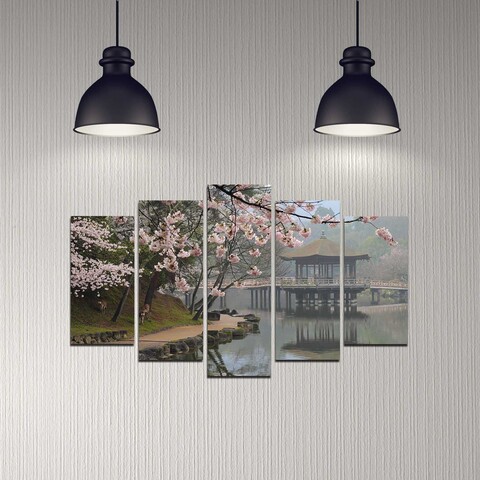 Set 5 tablouri decorative, 5DMDF-34, 20 x 60 cm, Multicolor