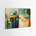 Set 2 tablouri decorative, 2KNV4318, Lemn, Multicolor