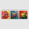 Set 3 tablouri decorative, drprc6029, Rama din lemn (grosime 3 cm), Multicolor