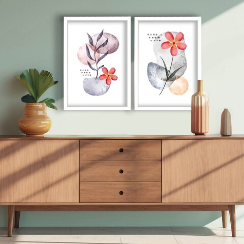 Set 2 tablouri decorative, 2p3752softct-009, Lemn, Multicolor