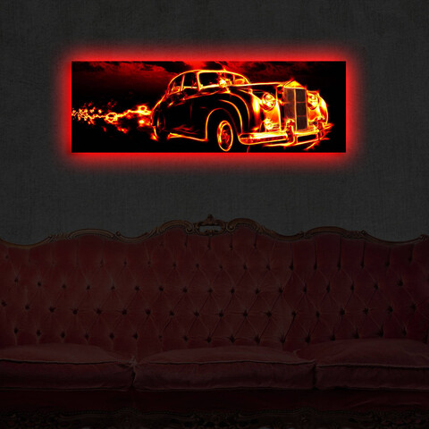 Tablou decorativ cu lumina LED, 3090DACT-43, 30 x 90 cm, Multicolor