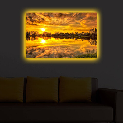 Tablou decorativ cu lumina LED, 4570DACT-38, Dimensiune: 45 x 70 cm, Multicolor