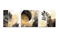 Set 3 tablouri decorative, FAH23, Cadru: 100% LEMN (Grosime: 2 cm), Aur/Negru