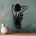 Decoratiune de perete, Flower Woman, Dimensiune: 42 x 70 cm, Negru