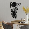 Decoratiune de perete, Flower Woman, Dimensiune: 42 x 70 cm, Negru