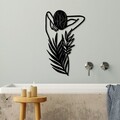 Decoratiune de perete, Flower Woman, Dimensiune: 42 x 70 cm, Negru