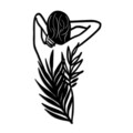 Decoratiune de perete, Flower Woman, Dimensiune: 42 x 70 cm, Negru