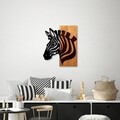 Decoratiune de perete, Zebra v2, Lățime: 48 cm, Nuc / Negru