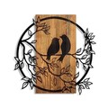 Decoratiune de perete, Couple Birds, Dimensiune: 57 x 59 cm, Nuc / Negru