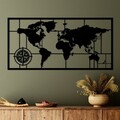 Decoratiune de perete, World Map 9-L, Dimensiune: 50 x 101 cm, Negru