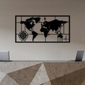 Decoratiune de perete, World Map 9-L, Dimensiune: 50 x 101 cm, Negru