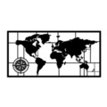 Decoratiune de perete, World Map 9-L, Dimensiune: 50 x 101 cm, Negru