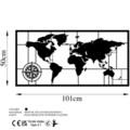 Decoratiune de perete, World Map 9-L, Dimensiune: 50 x 101 cm, Negru
