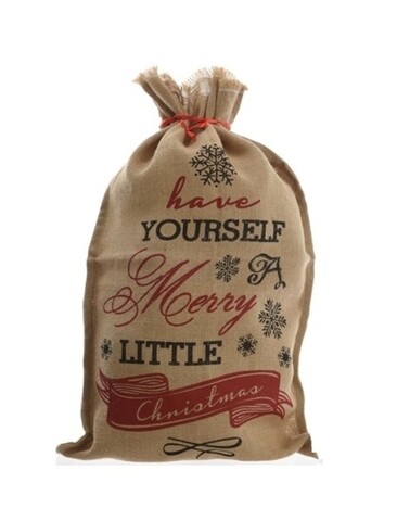 Sac decorativ Have yourself Merry little Christmas, Decoris, 48x80 cm, iuta