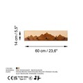 Cuier de perete din lemn, Mountain 4, Lățime: 60 cm Înălțime: 14 cm Adâncime: 5 cm, Nuc / Natural