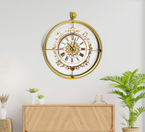 Ceas de perete, Mclock-00120, Lățime: 58 cm Înălțime: 65 cm Adâncime: 7 cm, Auriu