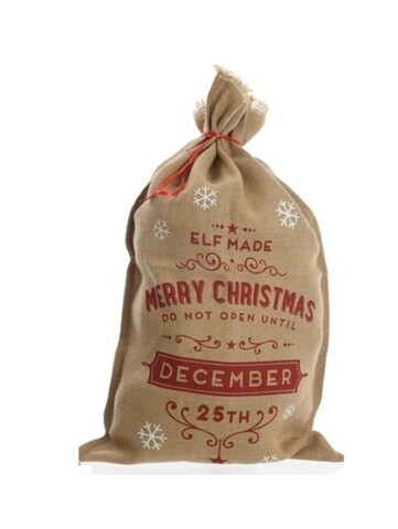 Sac decorativ December 25 th, Decoris, 48x80 cm, iuta
