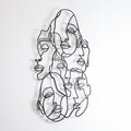 Decoratiune de perete, Faces Line Art- APT743 S, Dimensiune: 44 x 60 cm, Negru