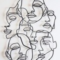 Decoratiune de perete, Faces Line Art- APT743 S, Dimensiune: 44 x 60 cm, Negru