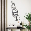 Decoratiune de perete, Glass of Wine Girl Line Art- APT749 L, Dimensiuni: 48 x 99 cm, Negru