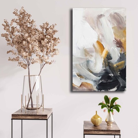 Tablou decorativ, 4570NISC-009, Lemn, Cămilă / Roșu-aprins / Alb / Negru