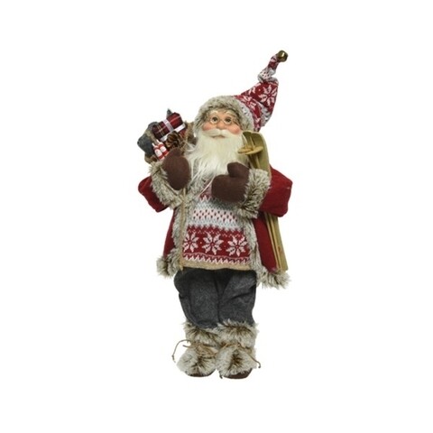 Dekoráció Santa w ski tobozkúppal, Decoris, H60 cm, poliészter, többszínű