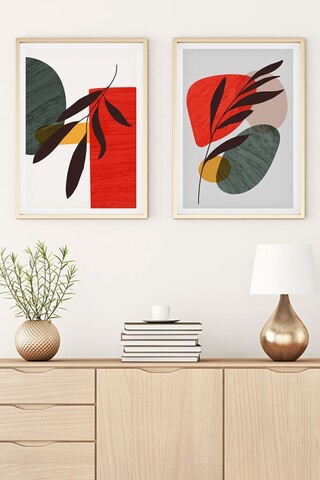 Set 2 tablouri decorative, Huhu44, Lemn masiv, Multicolor