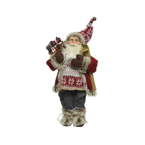 Dekoráció Santa w ski tobozkúppal, Decoris, H45 cm, poliészter, többszínű