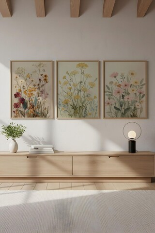 Set 3 tablouri decorative, Huhu711, Lemn masiv, Multicolor