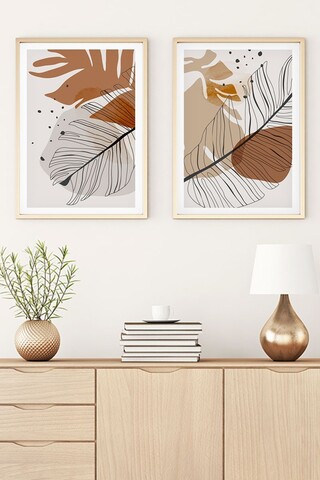 Set 2 tablouri decorative, Huhu36, Lemn masiv, Multicolor