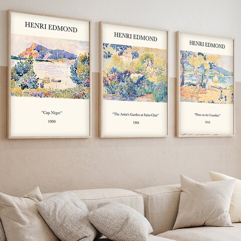 Set 3 tablouri decorative, Huhu266, Cadru: 100% LEMN MASIV (Grosime: 2 cm), Multicolor