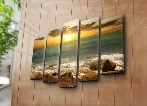 Set 5 tablouri decorative, 5PATK-183, 19 x 70 cm, Multicolor