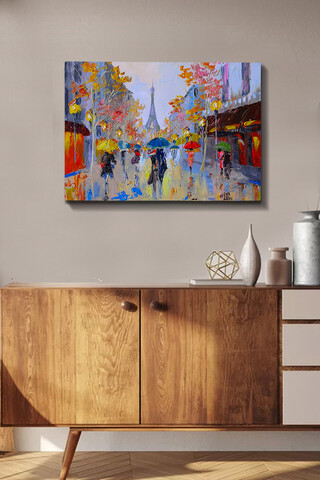 Tablou decorativ, Kanvas Tablo (50 x 70), Rama din lemn (grosime 3 cm), Multicolor
