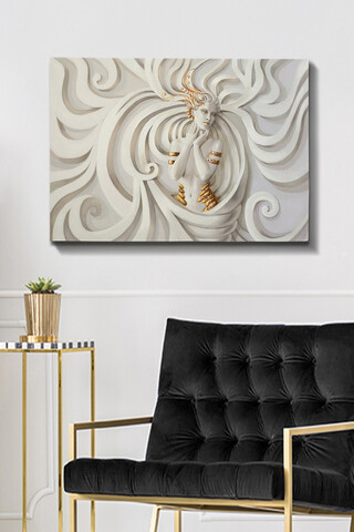 Tablou decorativ, Kanvas Tablo (70 x 100), Rama din lemn (grosime 3 cm), Multicolor