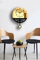 Ceas de perete decorativ, Vlnt108Al, Diametru: 39 cm, Aur/Negru