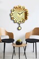 Ceas de perete decorativ, Vlnt111Al, Diametru: 39 cm, Auriu